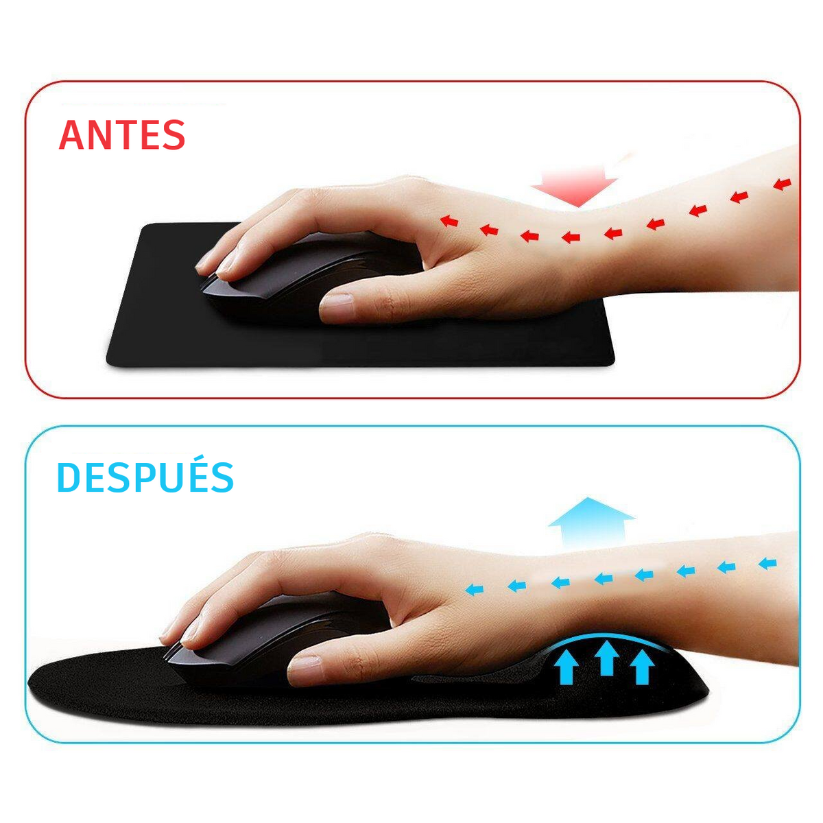 Mouse pad con soporte en gel negro